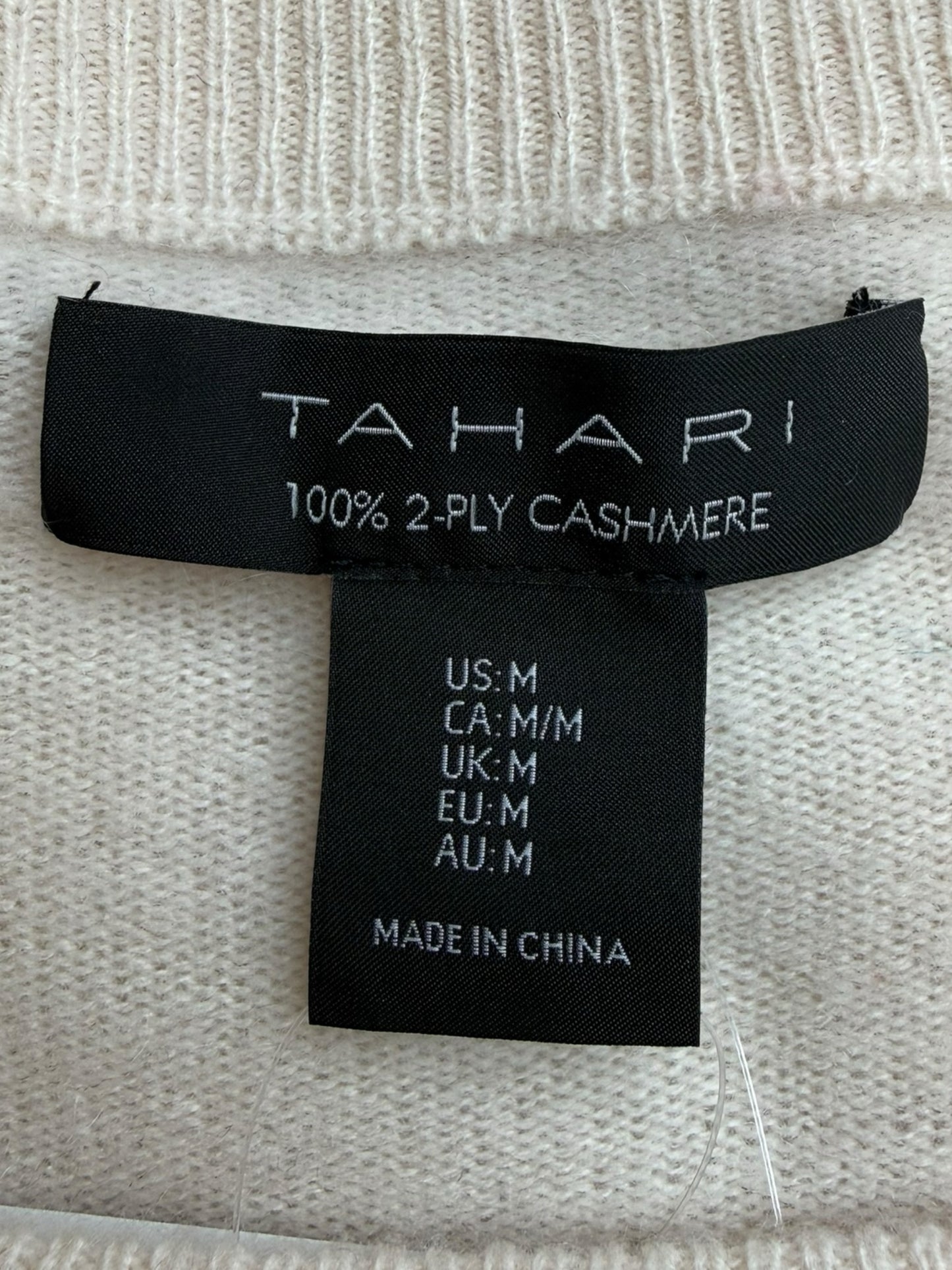 TAHARI NWT Ivory 100% Cashmere Sweater Size M