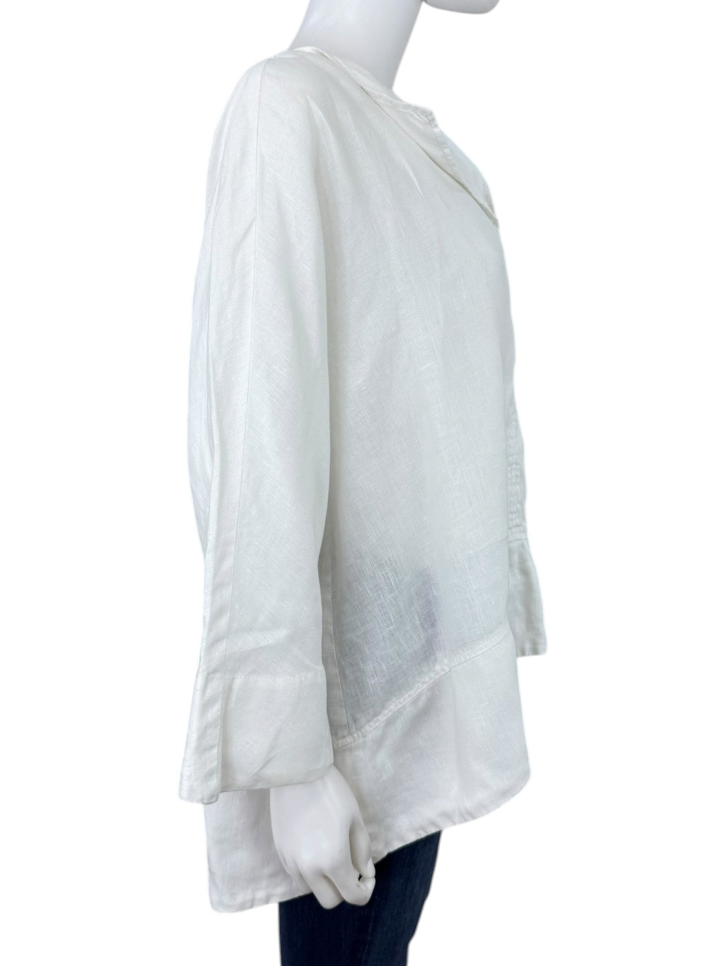 TRINA TURK White 100% Linen Blouse Size L