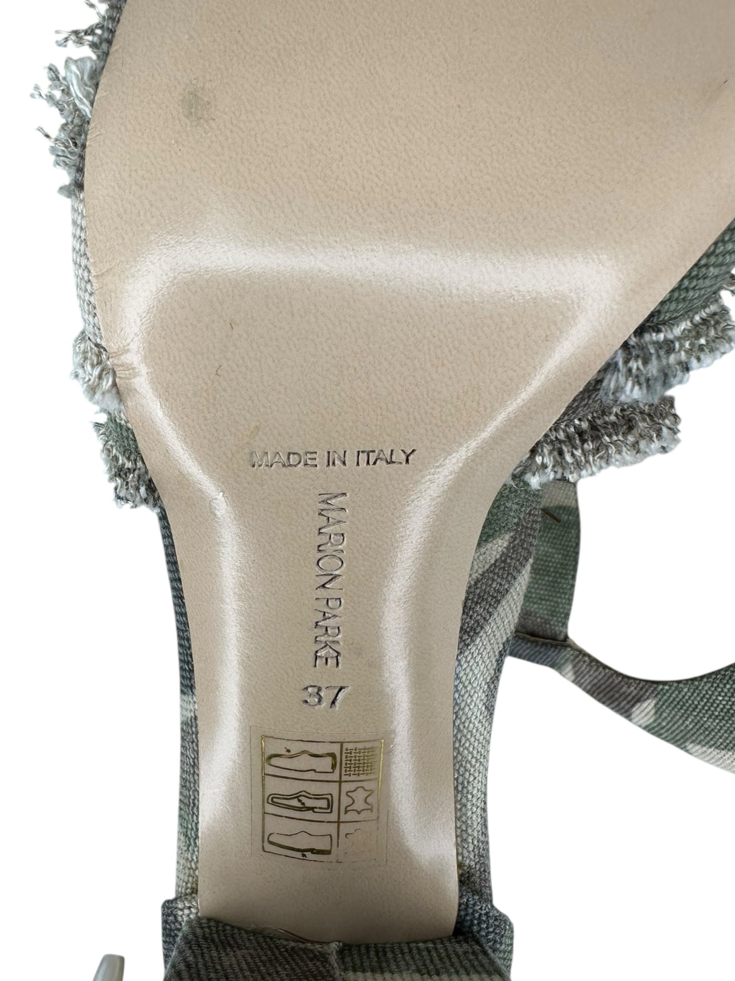 MARION PARKE Green Camouflage Print Sandals Size 37