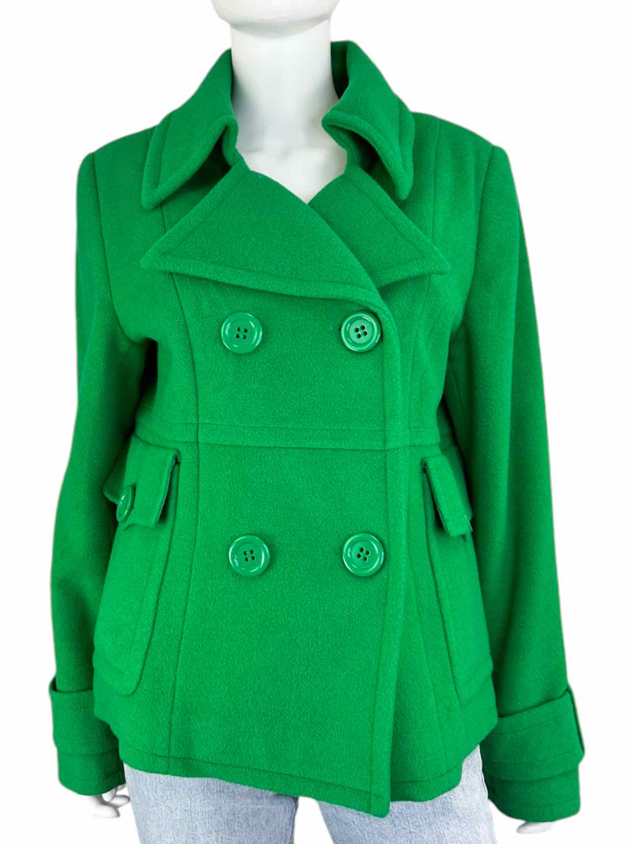 WORTHINGTON Wool Blend Green Pea Coat Size L