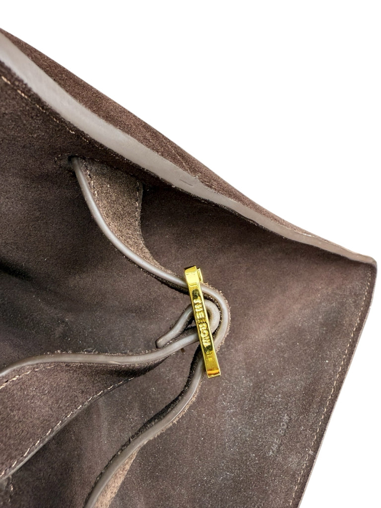 The Row Brown Suede Margaux 15 Buckle Tote Designer Handbag