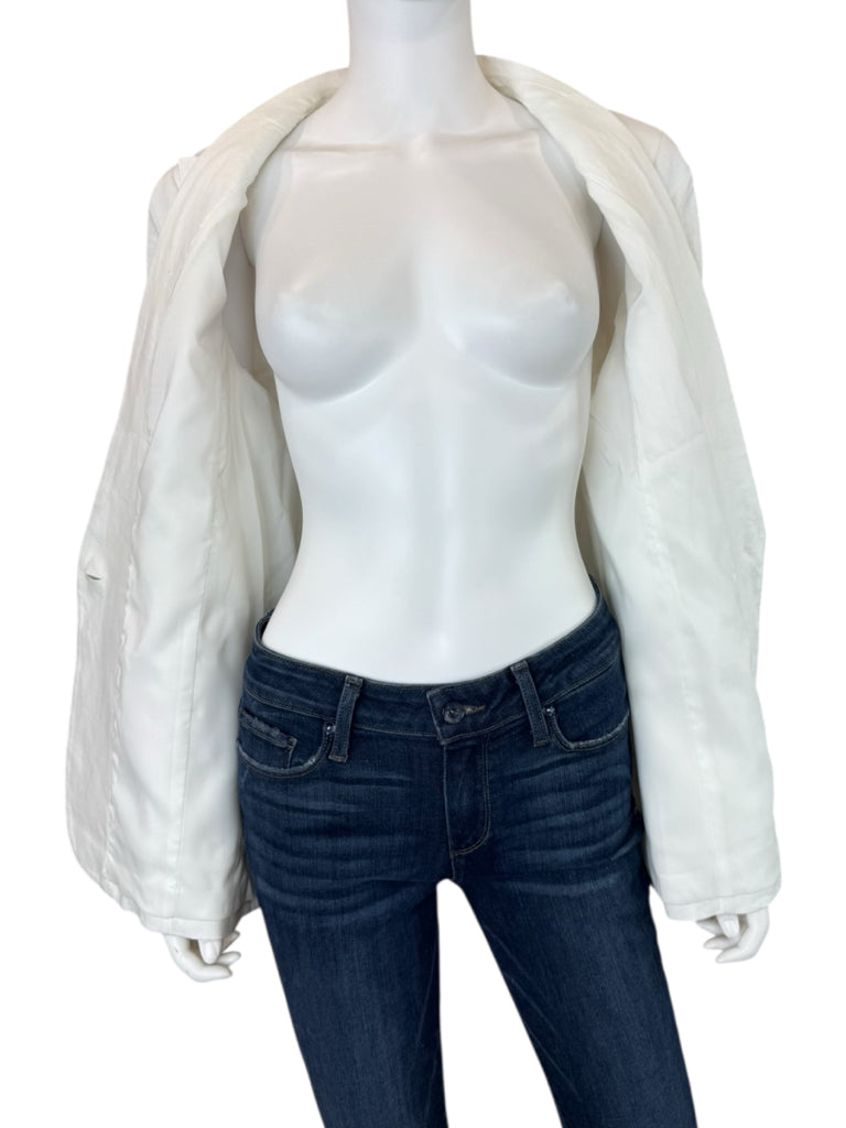 Talbots NWT White Tailored Seaming Linen Blazer Size 12