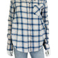 PAIGE 100% Cotton Blue Plaid Button-Down Size M