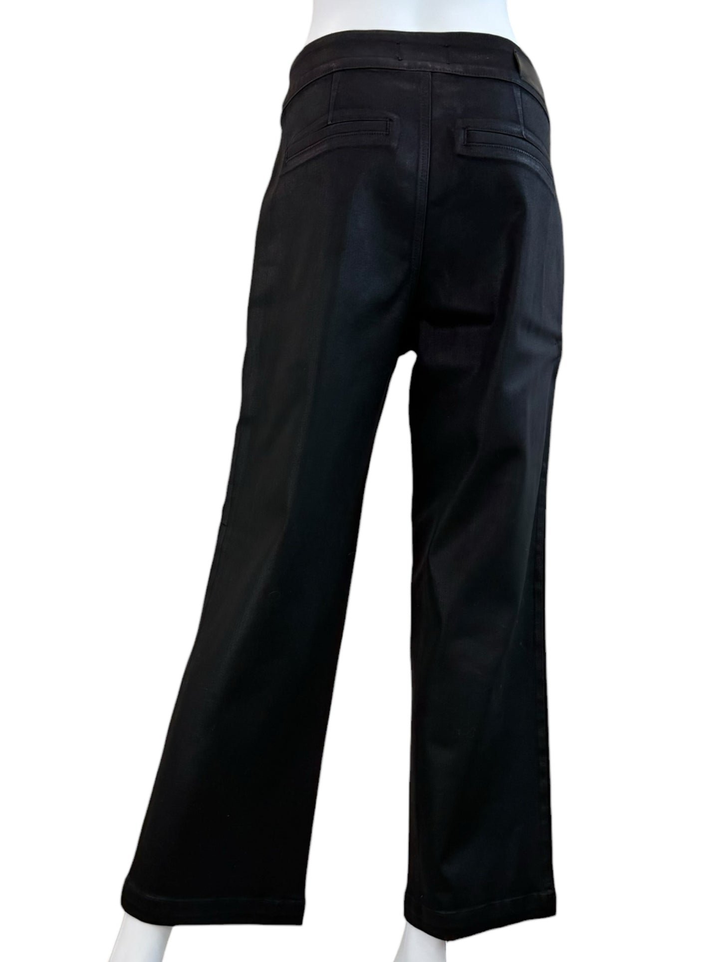 PAIGE Black Fog Luxe Coating NELLIE Trousers Size 29