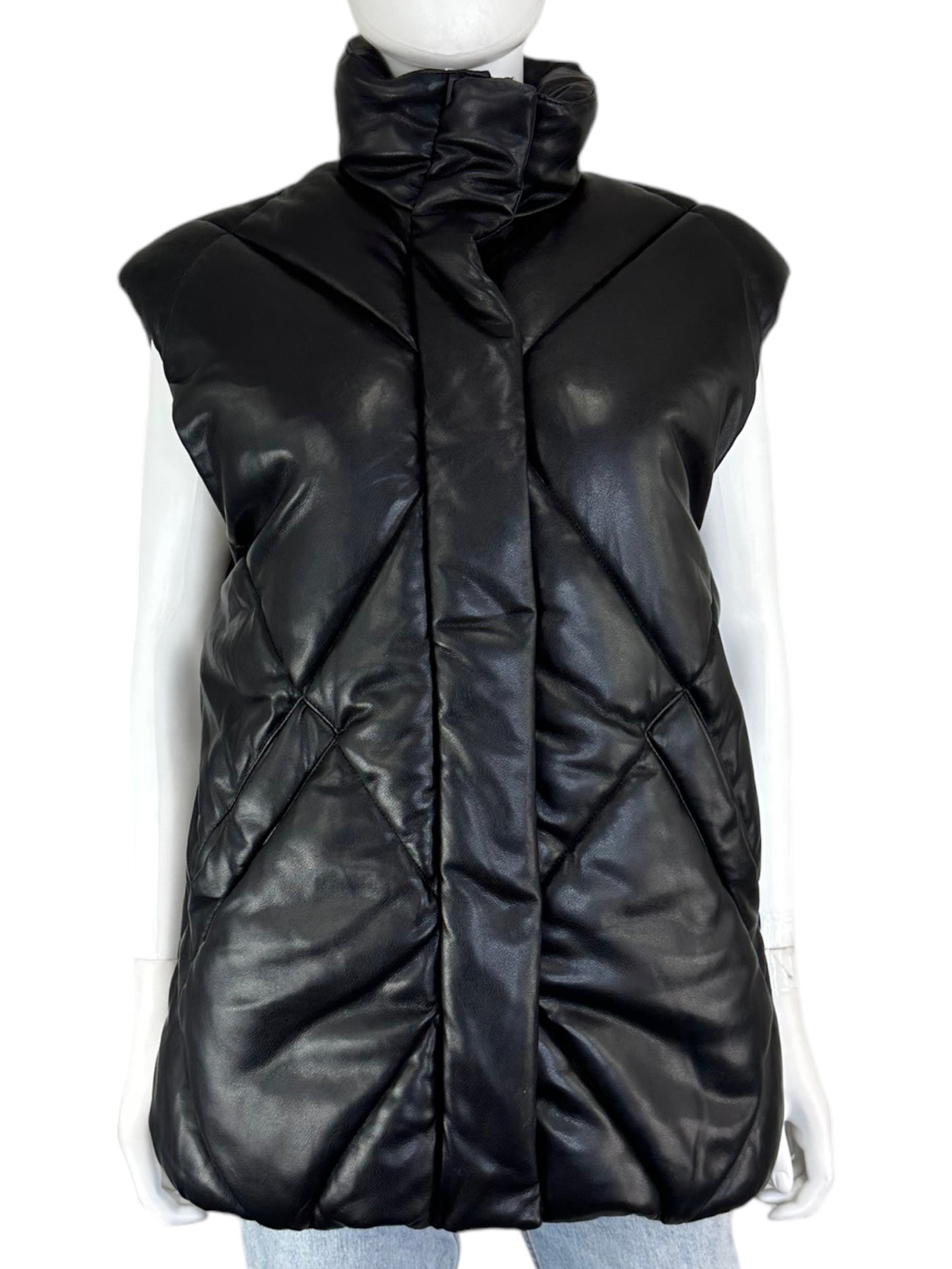 Abercrombie & Fitch Black Leather Puffer Vest Size XS