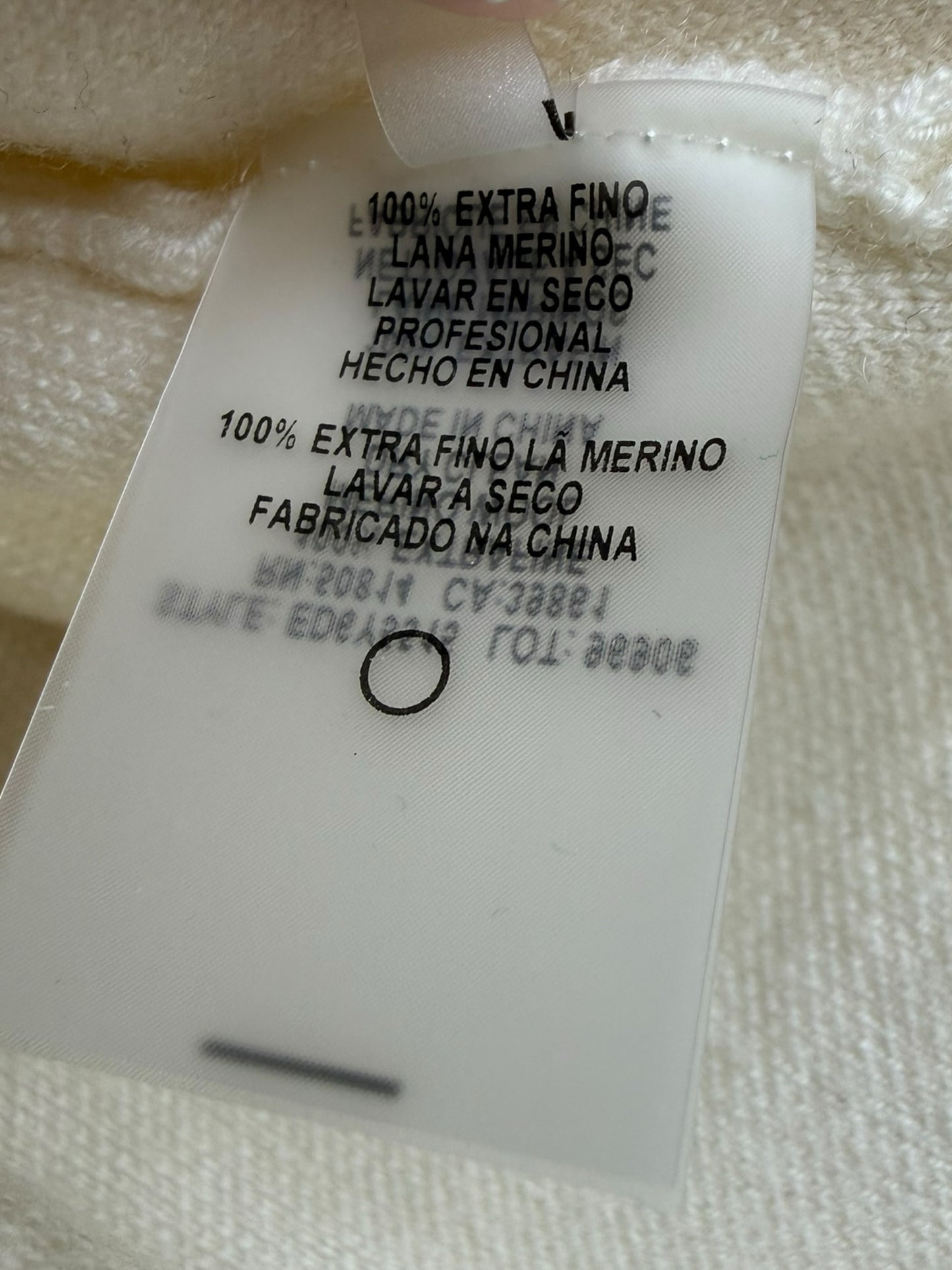 ELIE TAHARI Cream Extra Fine Merino Wool Sweater Size L