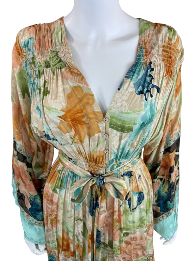 Spell Multicolor Floral Button-Down Maxi Dress Size XS