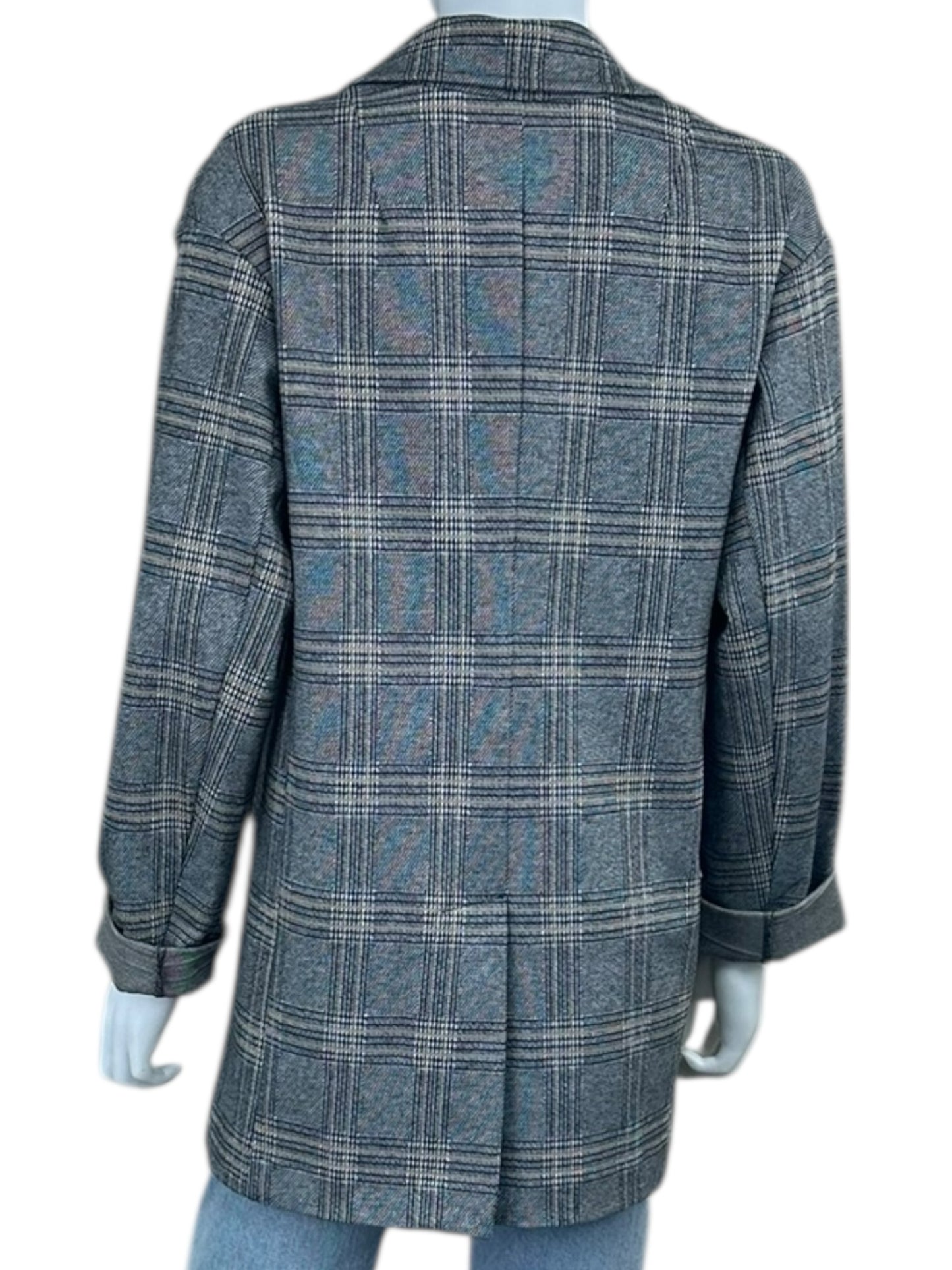 avec les filles Black and Tan Plaid Blazer Size M