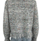 MILLY Tweed Fringe Trim Sweater Cardigan Jacket Size L