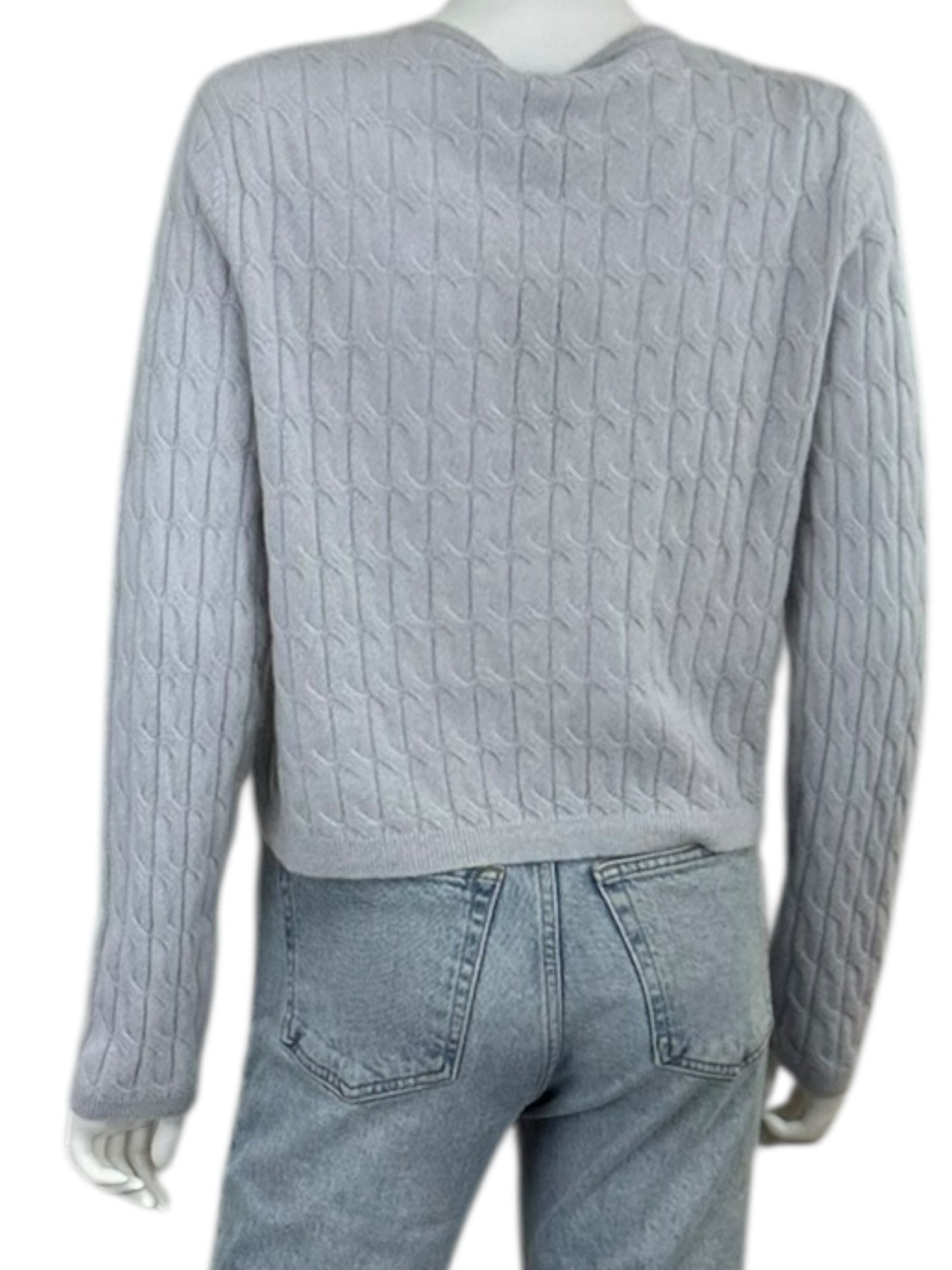 magaschoni NWT Blue 100% Cashmere Cable Sweater Cardigan Size L