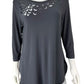 Sympli Gray Floral Laser Cut Tunic Size 10