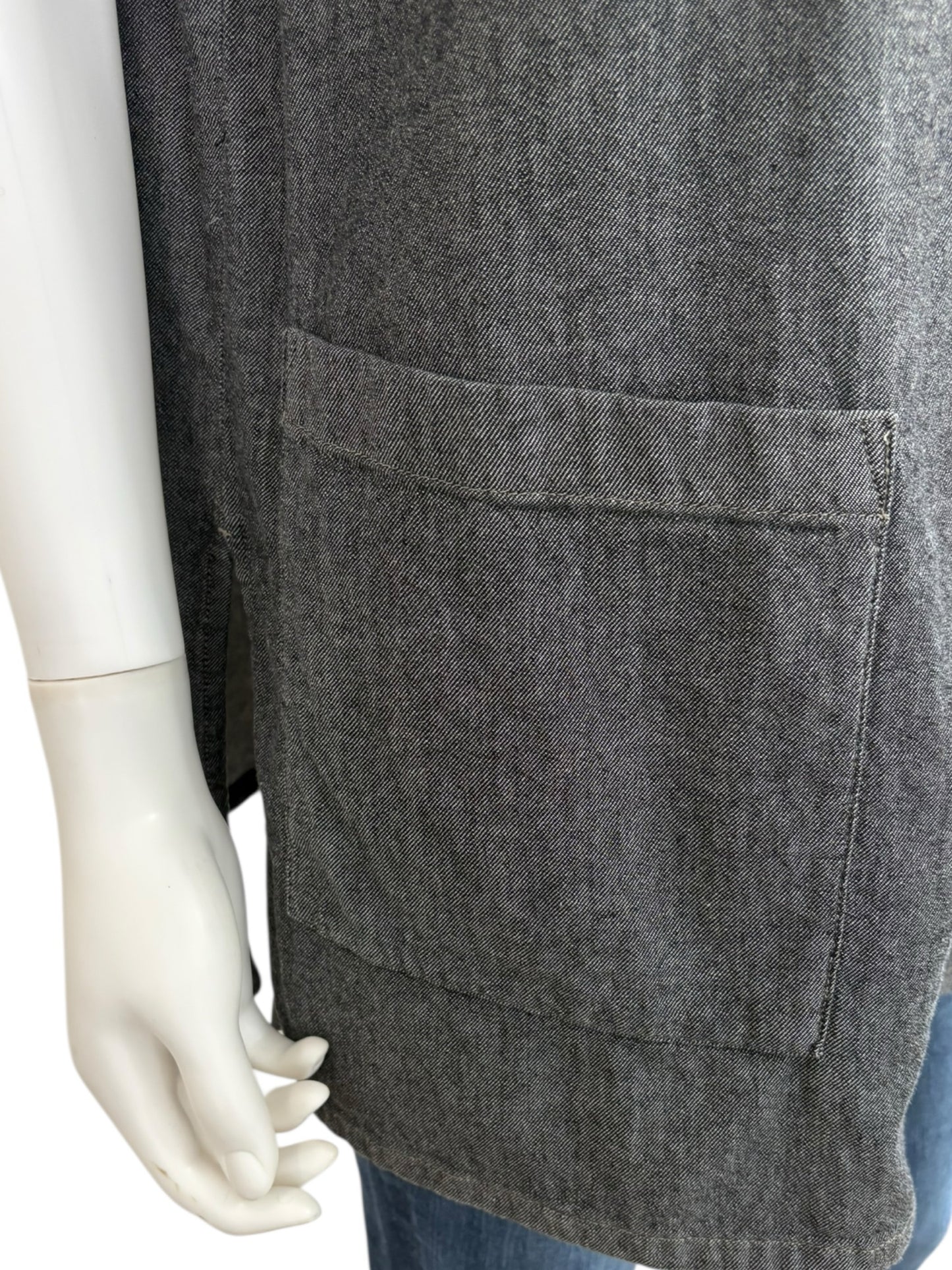 EILEEN FISHER Gray Organic Cotton Blouse Size XS