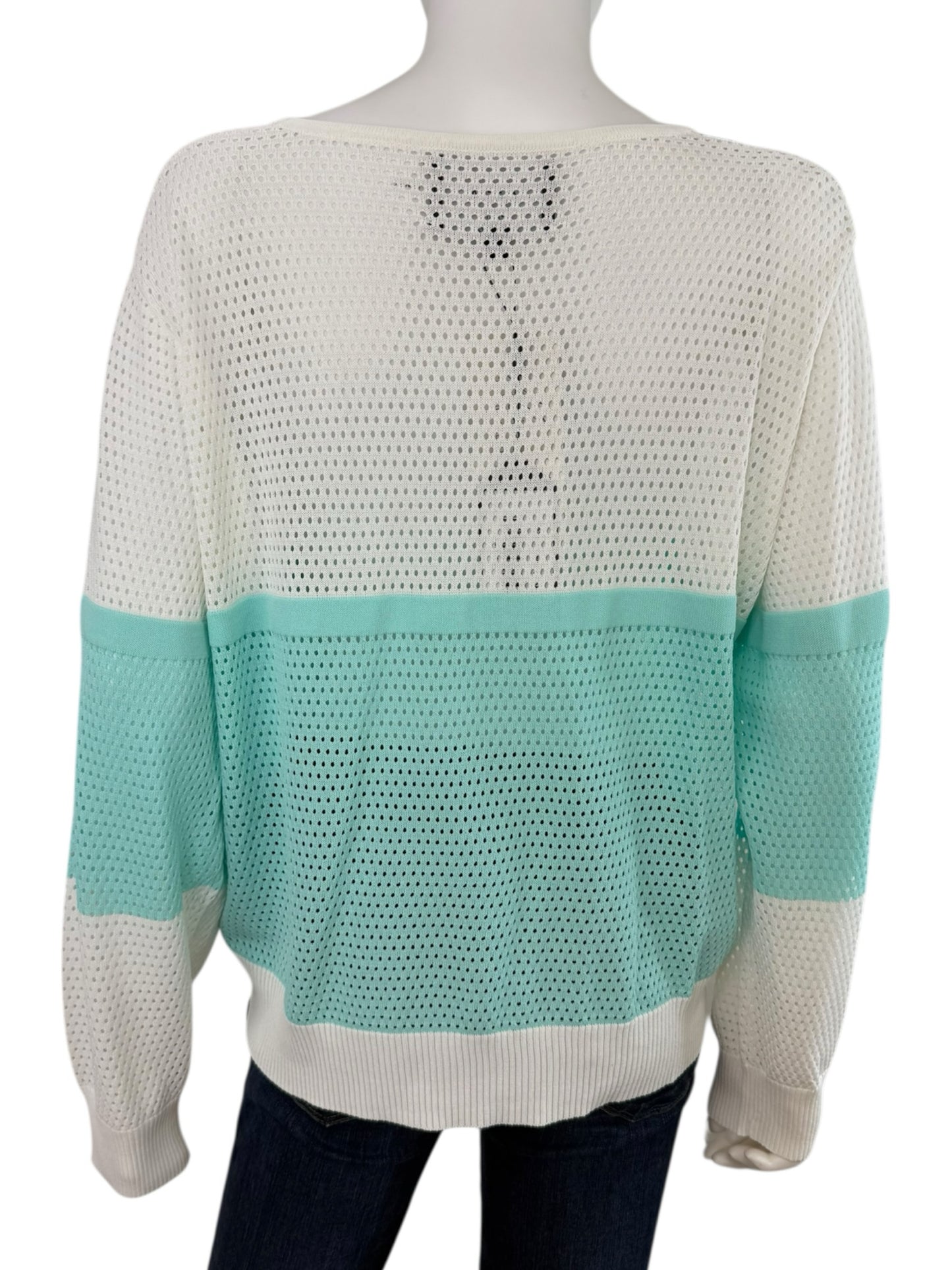 Aleeza Paris White And Teal Sweater Size 5X