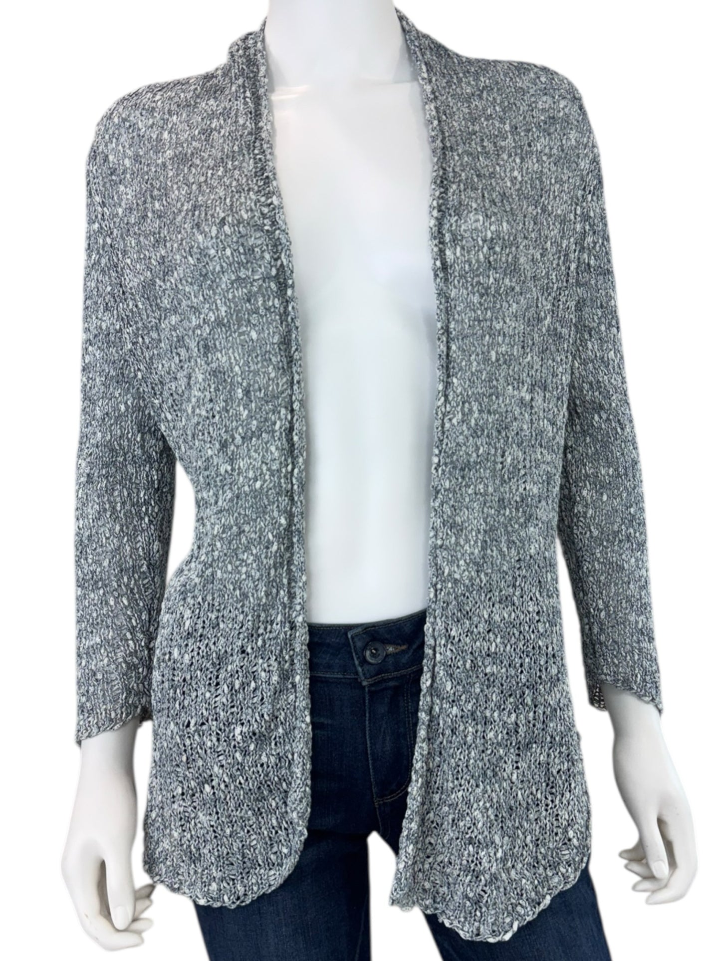 EILEEN FISHER Gray 100% Cotton Sweater Cardigan Size M