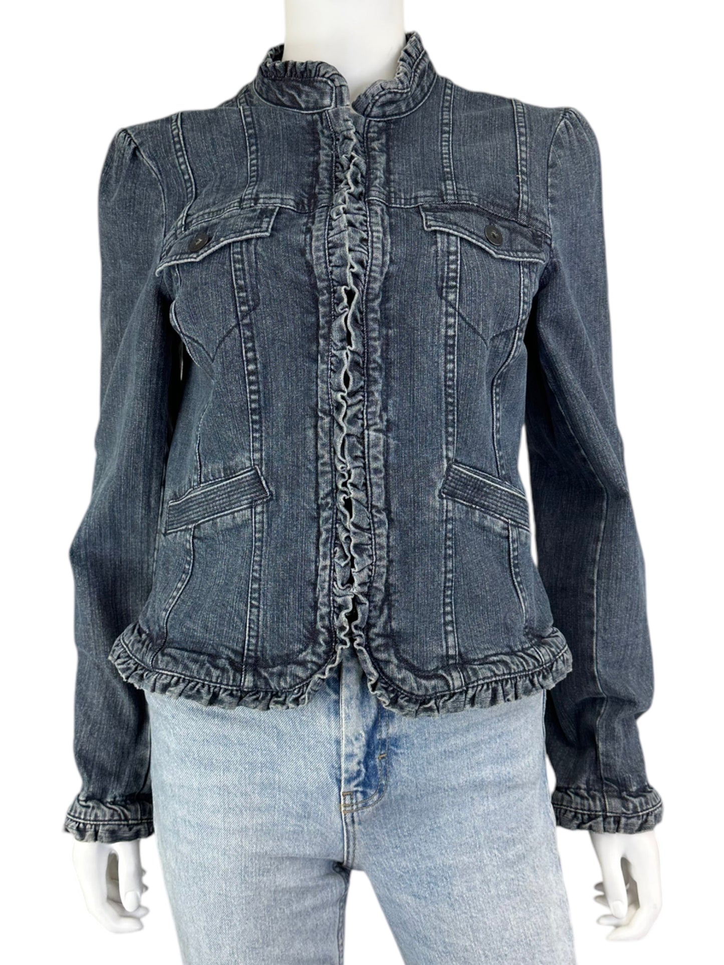 Tommy Hilfiger Blue Ruffle Denim Jacket Size M