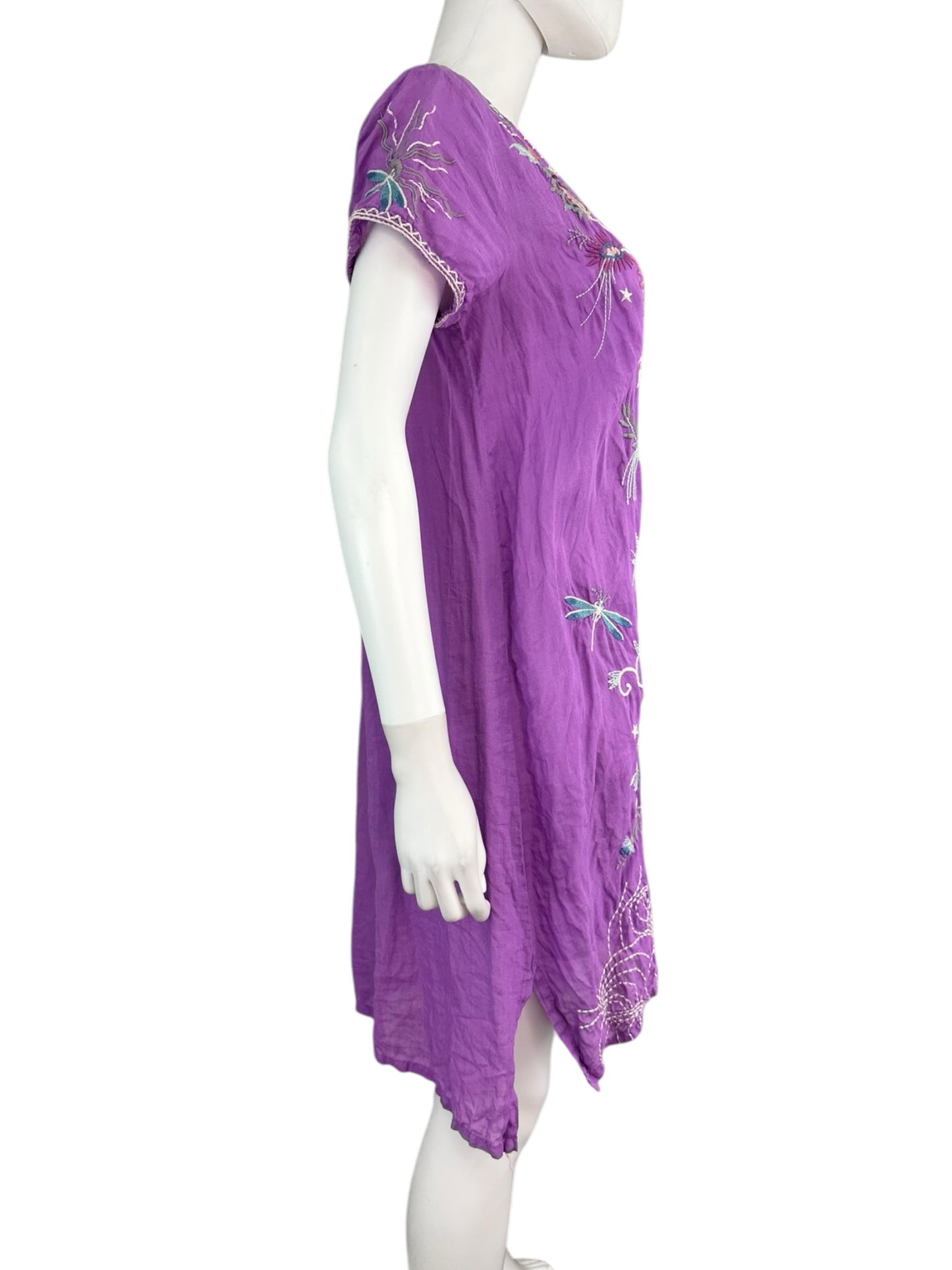 Johnny Was Purple Embroidered Dress Size M