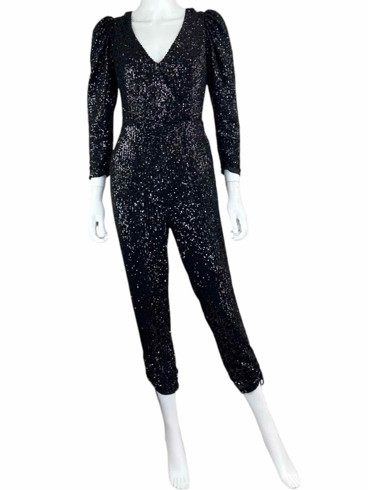 CHRISTY LYNN Black Sequin Jumpsuit Size XS