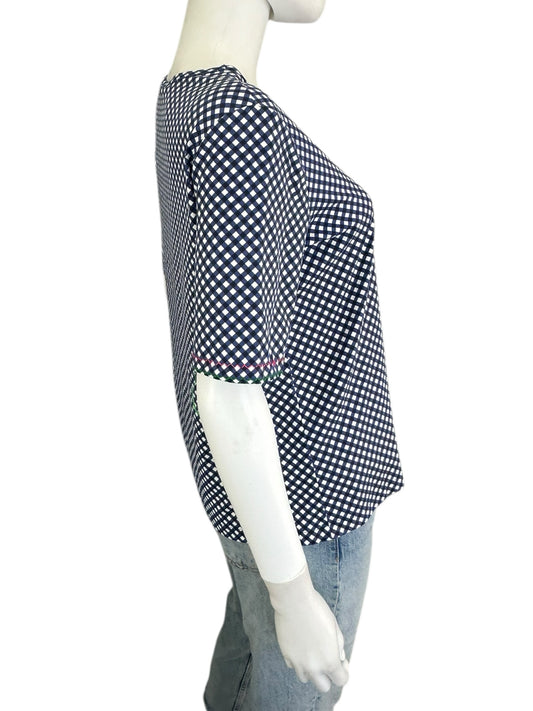 J. McLaughlin Blue And White Checkered Blouse Size M