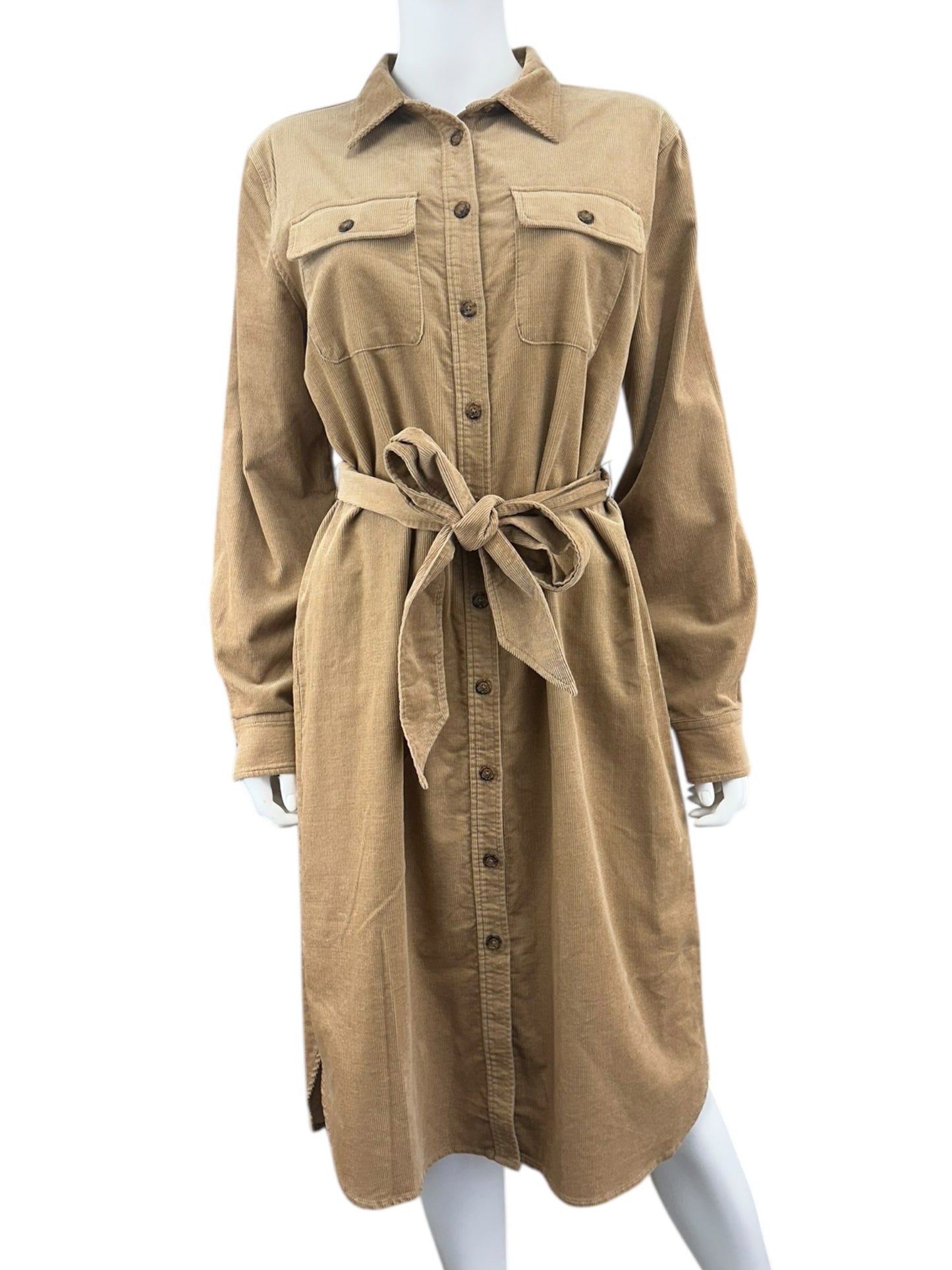 LAUREN Ralph Lauren NWT Camel Corduroy Shirt Dress Size 10
