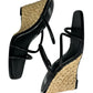 PAIGE Black Leather Stacey Three-Band Wedge Espadrilles Size 8