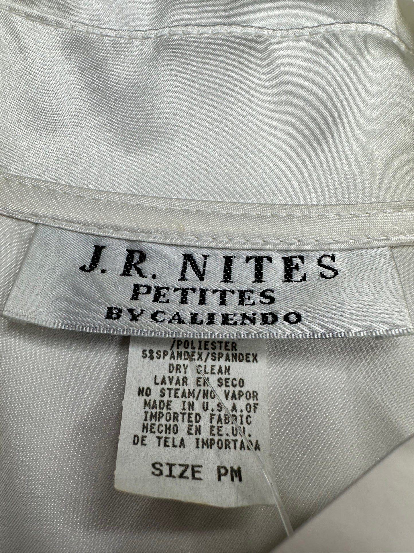 J.R.Nites Vintage White Satin Blouse Size MP