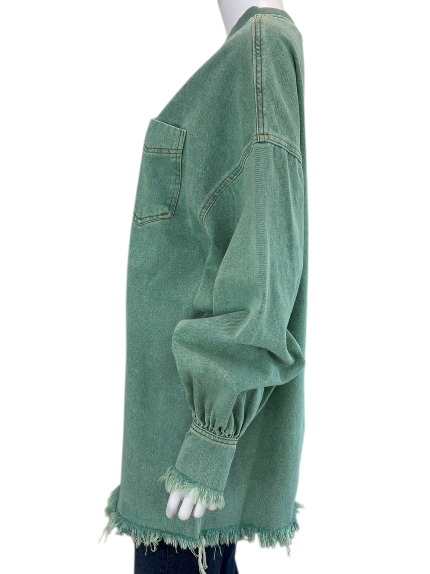 YOHERS NWT Green Oversized Pocket Frayed Hem Mini Dress Size S