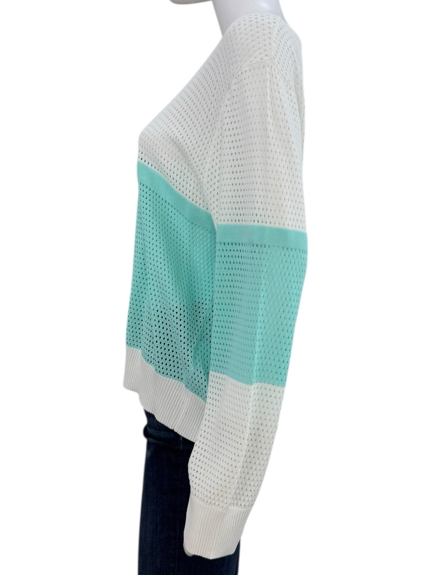 Aleeza Paris White And Teal Sweater Size 5X