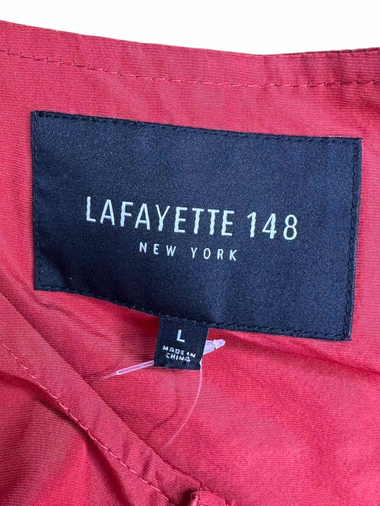 LAFAYETTE 148 Red Ruffle Zip Jacket NEW YORK Size L