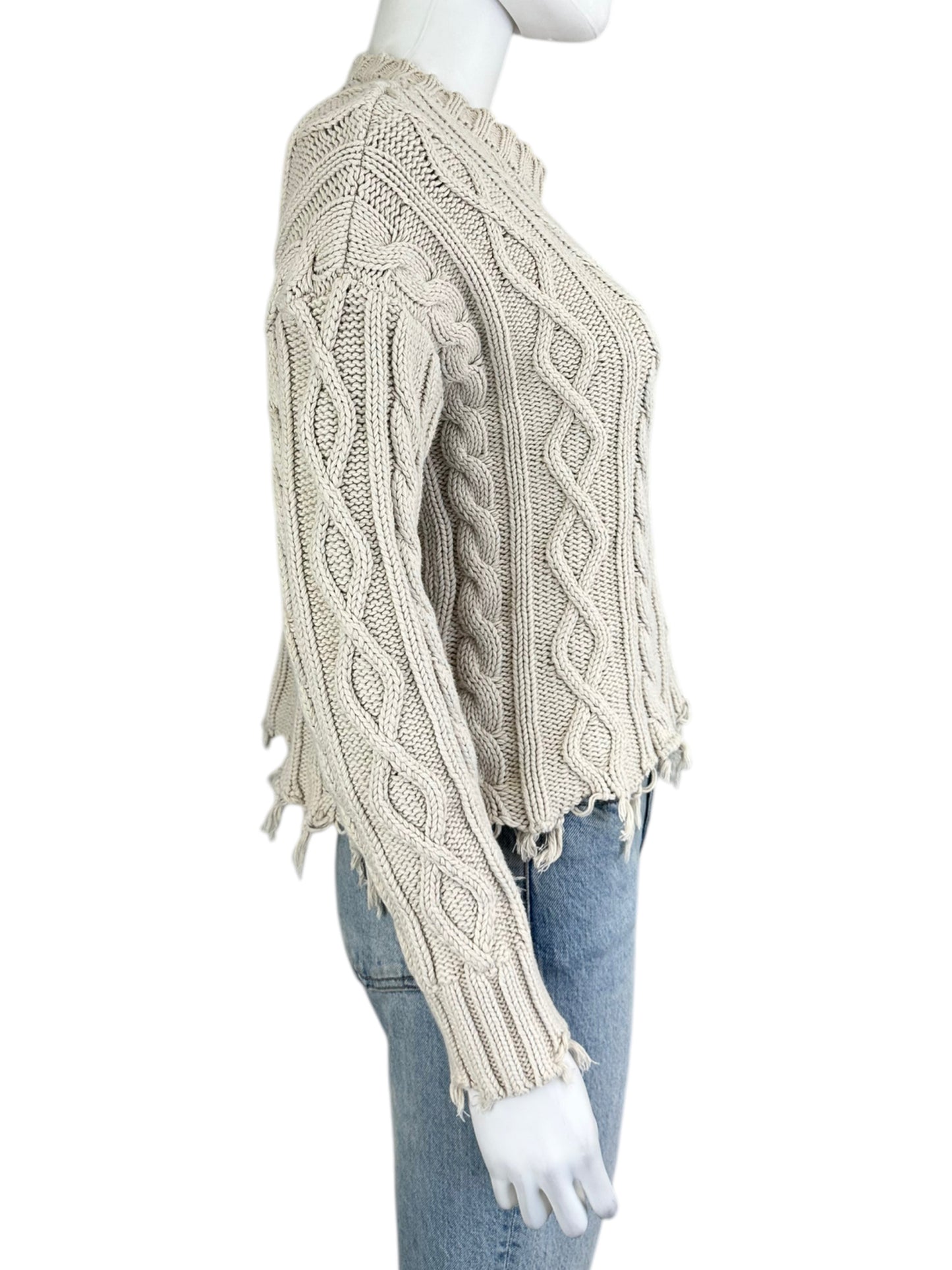 PISTOLA Cream Cable Knit Distressed Sweater Size XS