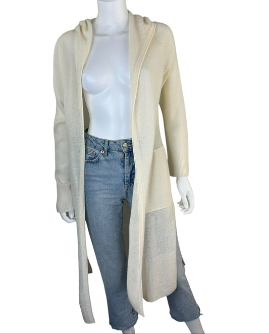 WHITE + WARREN Ivory 100% Cashmere Sweater Cardigan Size L