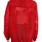 Chico's Red Eyelet Lace Bomber Jacket Size L