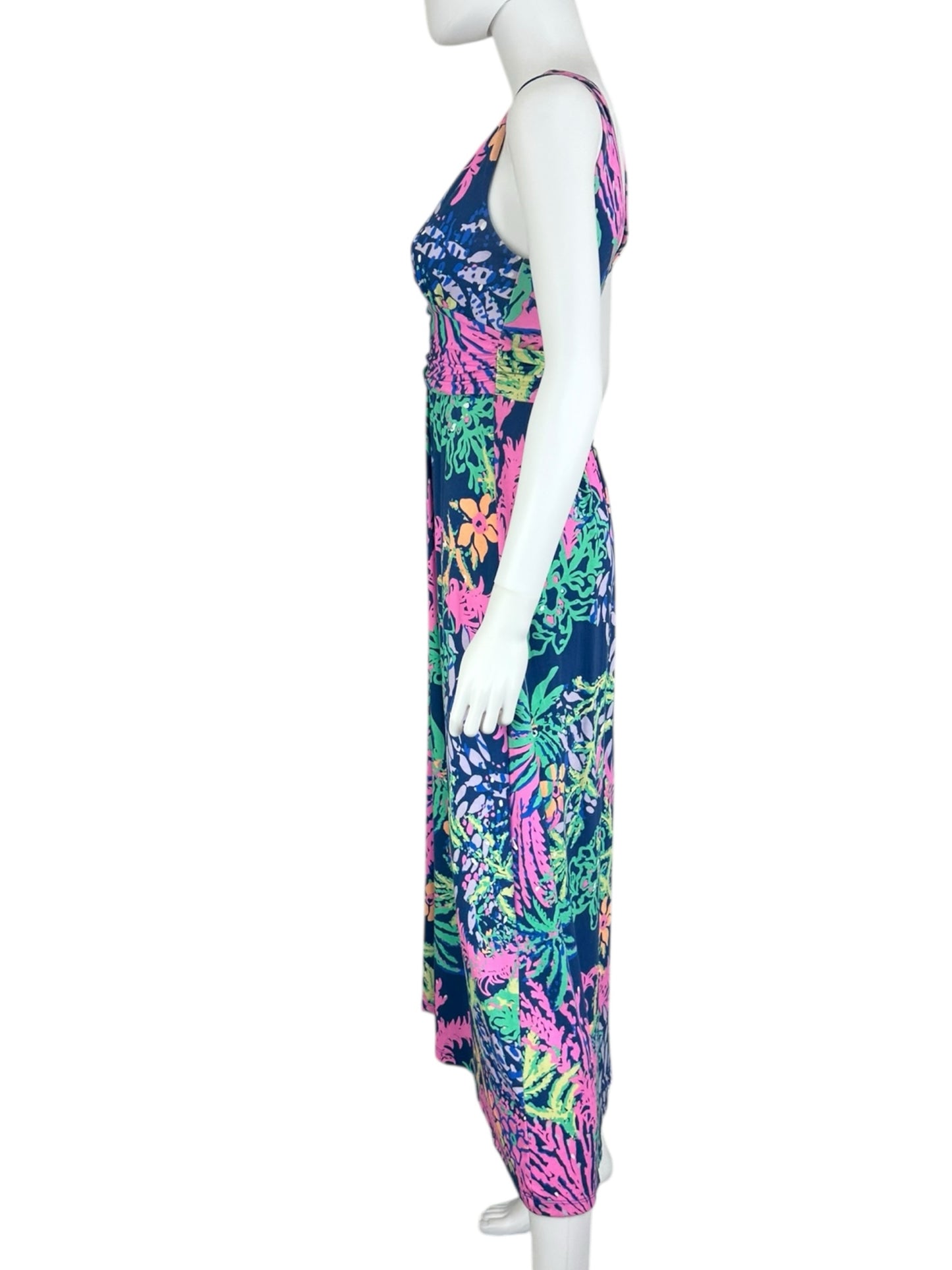 Lilly Pulitzer Blue Coral Print Maxi Dress Size S