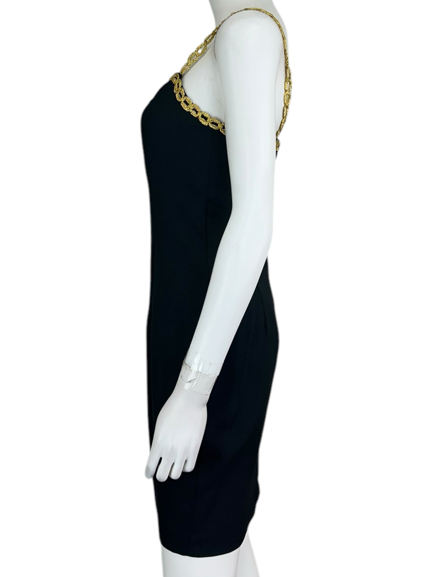 ALEX EVENINGS Black and Gold Mini Dress Size 4