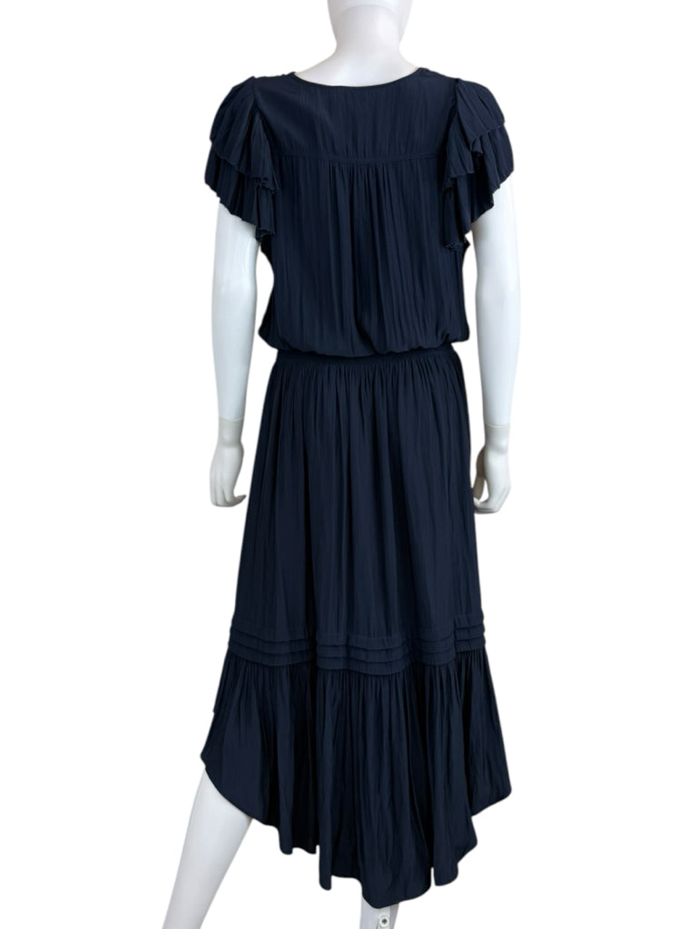 RAMY BROOK Navy Ruffle Maxi Dress Size L