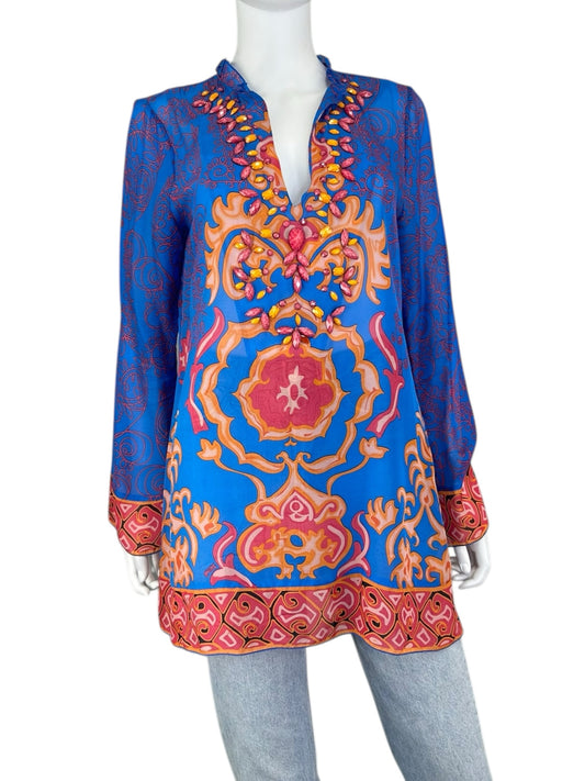 Hale Bob CABANA Blue Paisley Tunic Size M