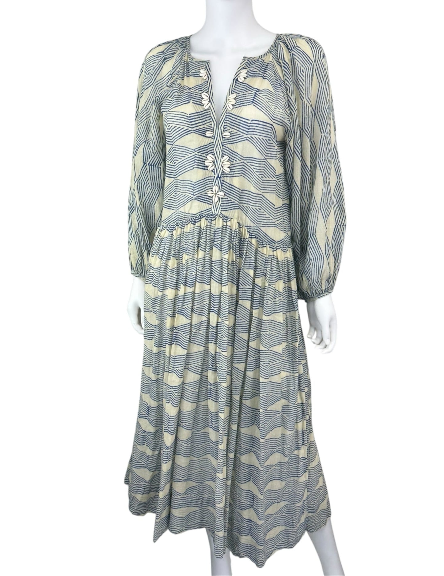 Alix of Bohemia Blue 'Saranna' 100% Cotton Maxi Dress Size S