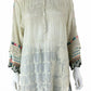 Johnny Was Cream Embroidered Tunic Top Size L