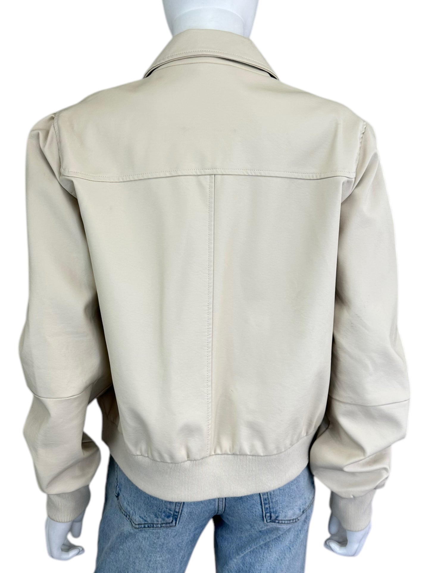 NINE WEST Cream Vegan Leather Jacket Size L