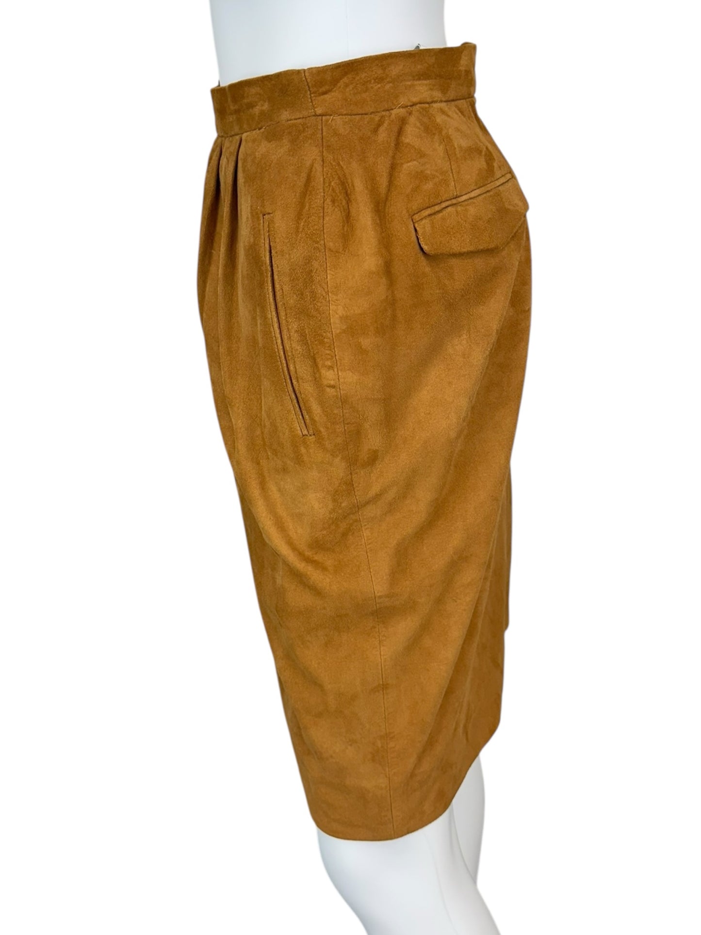 CARLISLE Tan 100% Suede Mini Skirt Size S