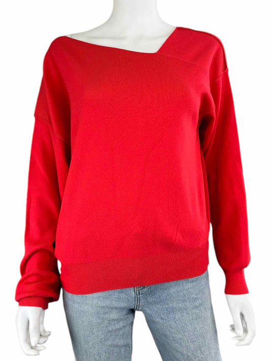 line & dot Cherry Asymmetrical Sweater Size S