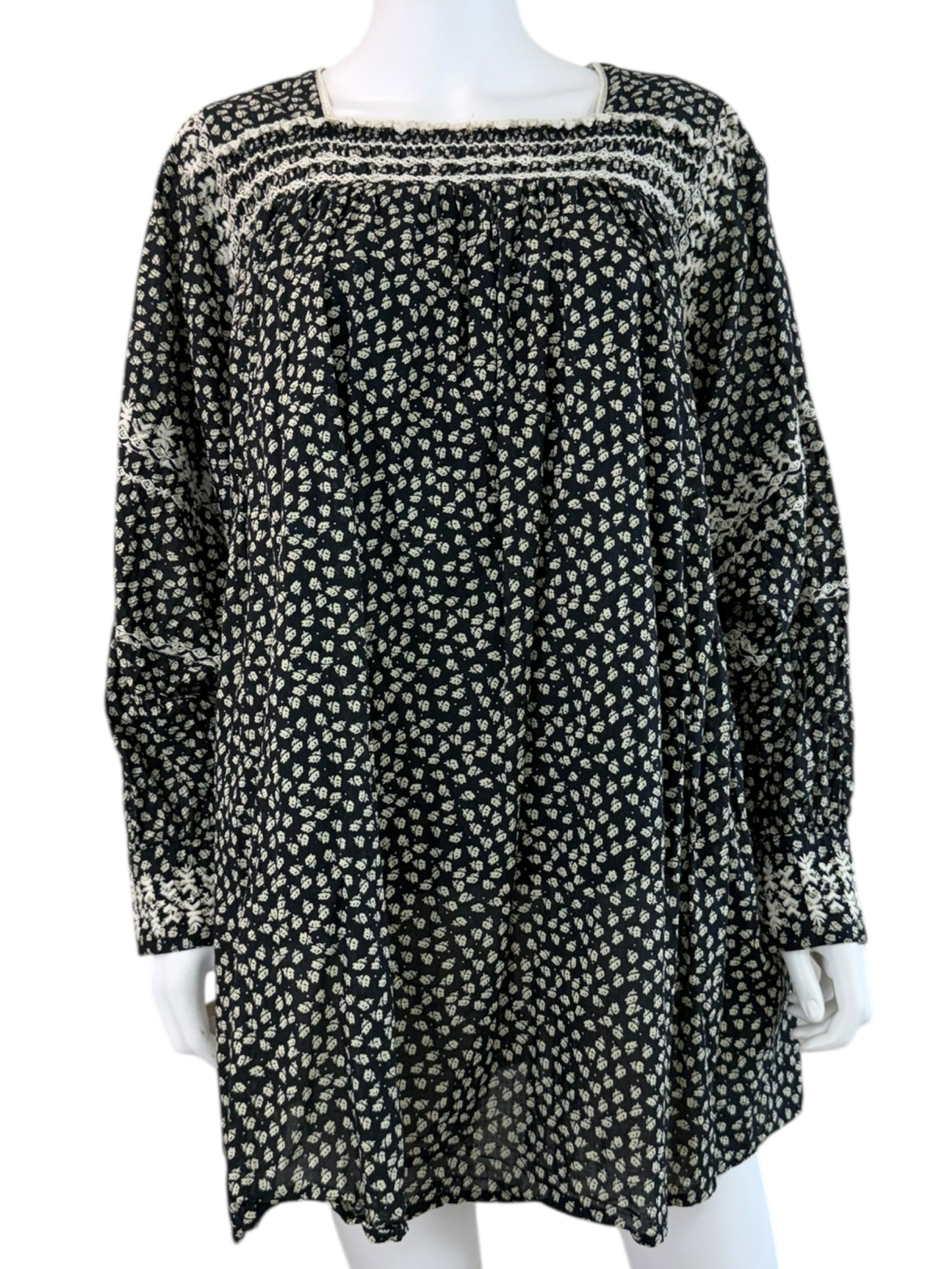 Free People Black Floral Mini Dress Size S