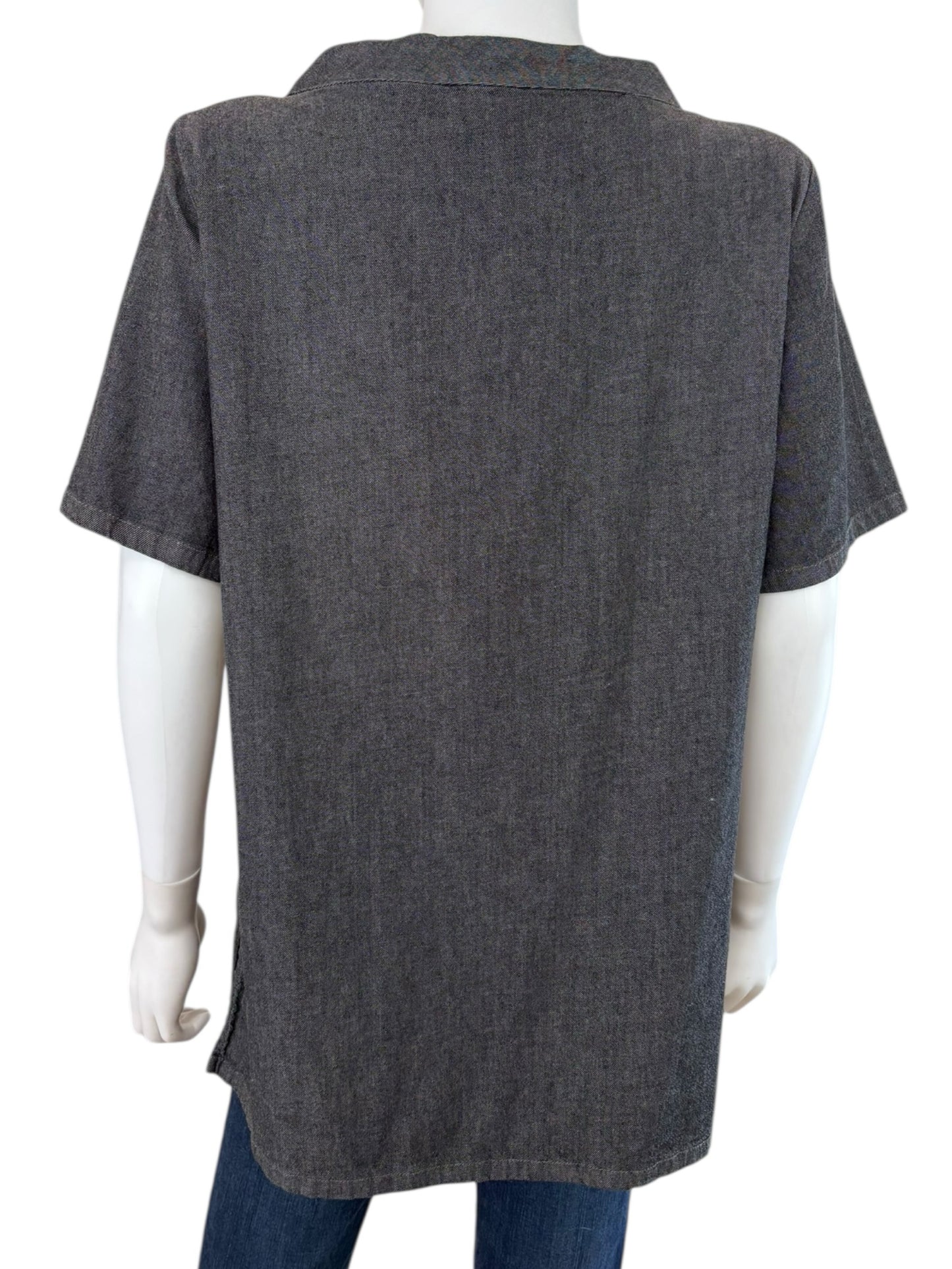 EILEEN FISHER Gray Organic Cotton Blouse Size XS