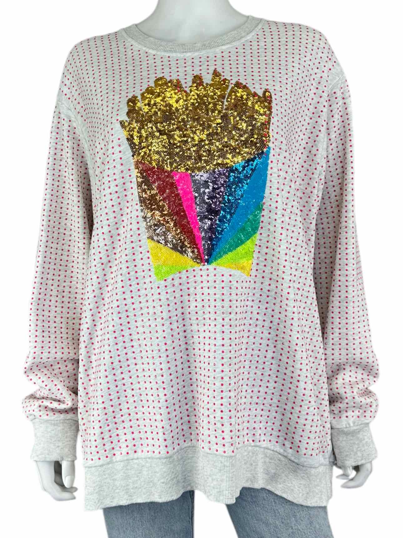 Queen of Sparkles Rainbow French Fry Crewneck Size XL