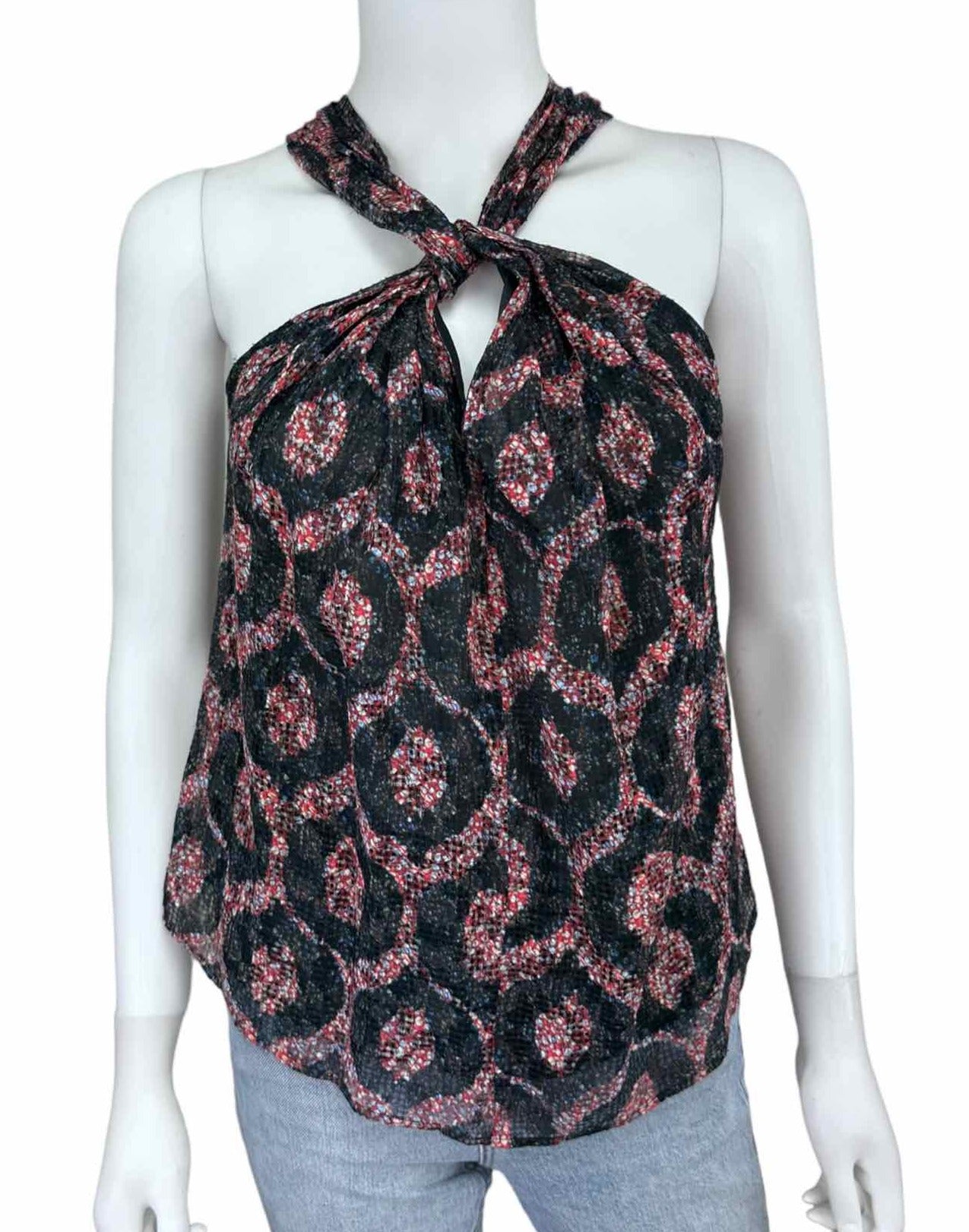 Isabel Marant Etoile Silk Print Halter Top Size 34