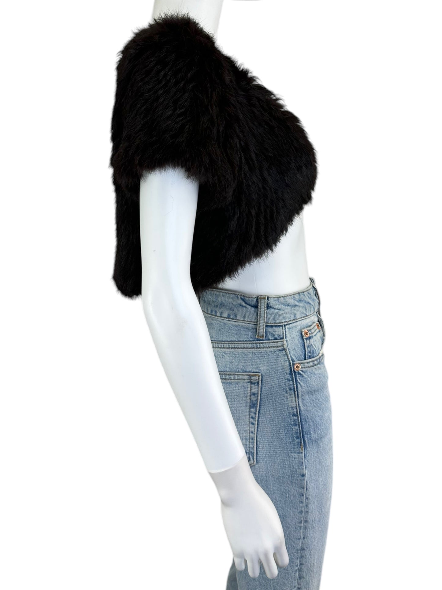 Harry Angel Dark Brown Rabbit Fur cropped Cardigan Size O/S