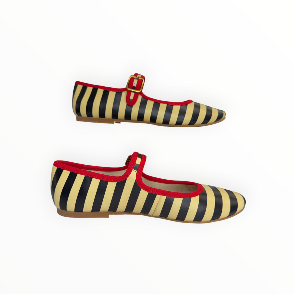 CHARLOTTE STONE Raleigh Leather Striped Mary Jane Flats Size 7
