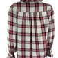KOCH Red Plaid Ruffle Trim Size S  Button-Down Shirt