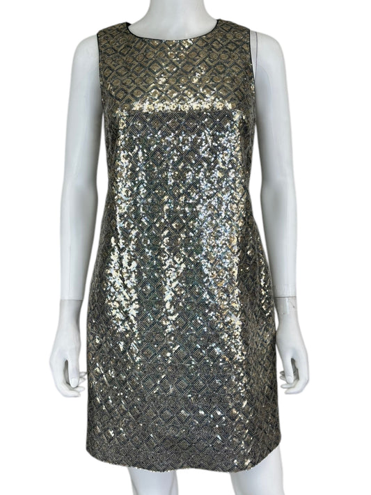 BANANA REPUBLIC Silver and Gold Sequin Dress Size 4