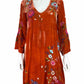 Johnny Was Persimmon Ulla V-Neck Effortless Dress Size XS