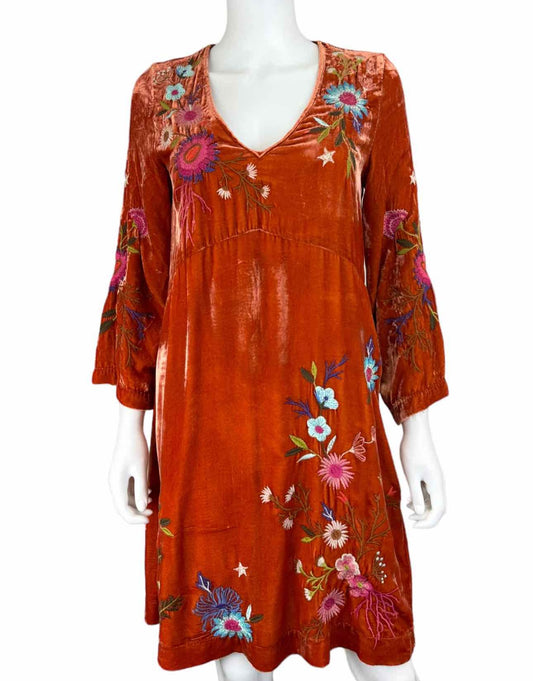 Johnny Was Persimmon Ulla V-Neck Effortless Dress Size XS